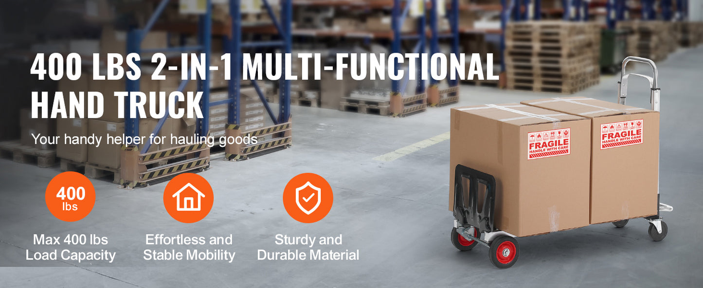 Folding Hand Truck 400 lbs with Wheels - Warehouse Dolly