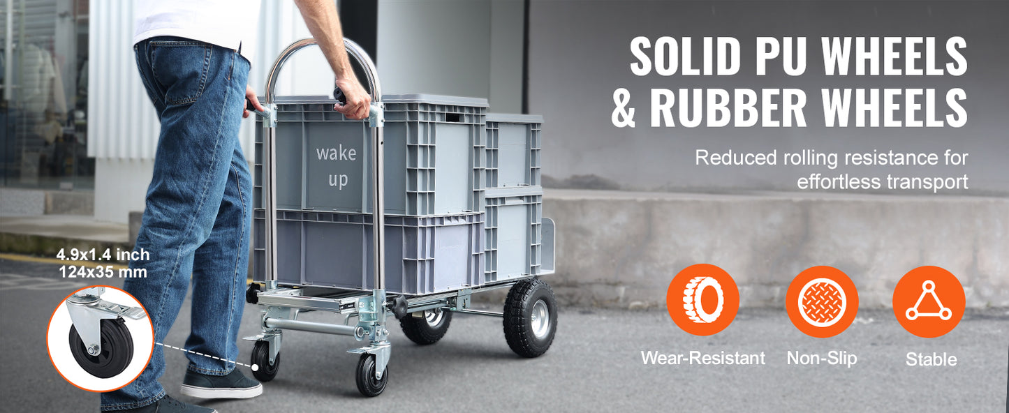 Industrial Folding Hand Truck Aluminum - Collapsible Cart