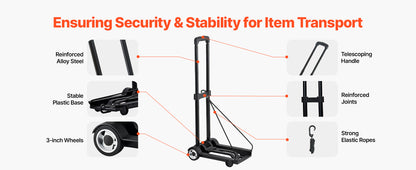 Folding Hand Truck 110 lbs - Collapsible Luggage Cart