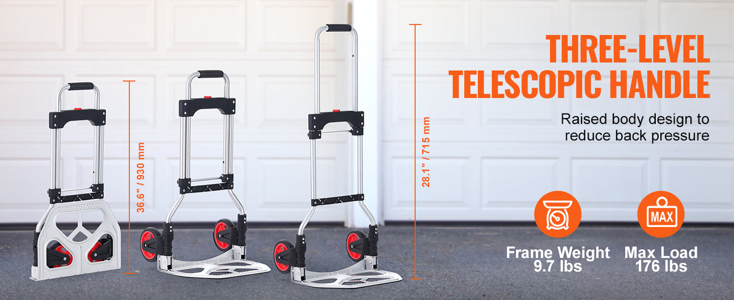 176 lbs Folding Hand Truck with Telescoping Handle