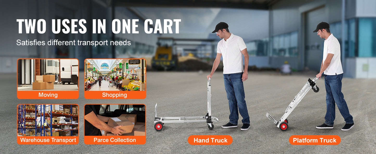 Heavy Duty Aluminum Folding Hand Truck - Warehouse