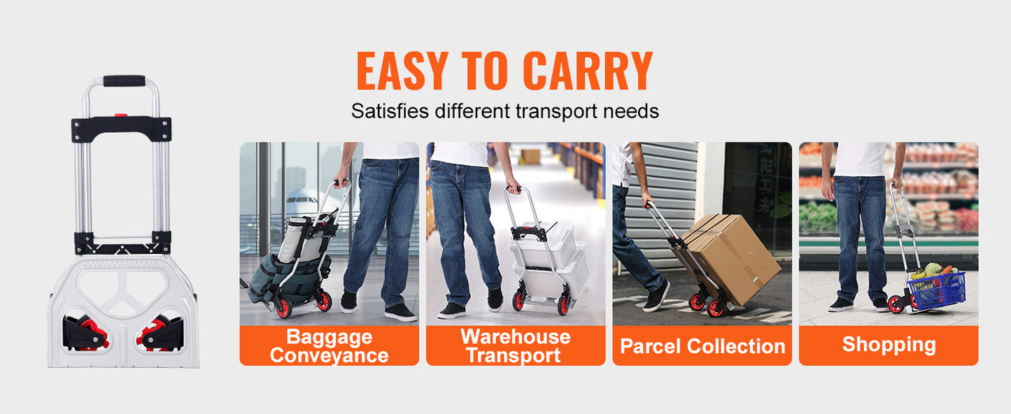 176 lbs Folding Hand Truck with Telescoping Handle