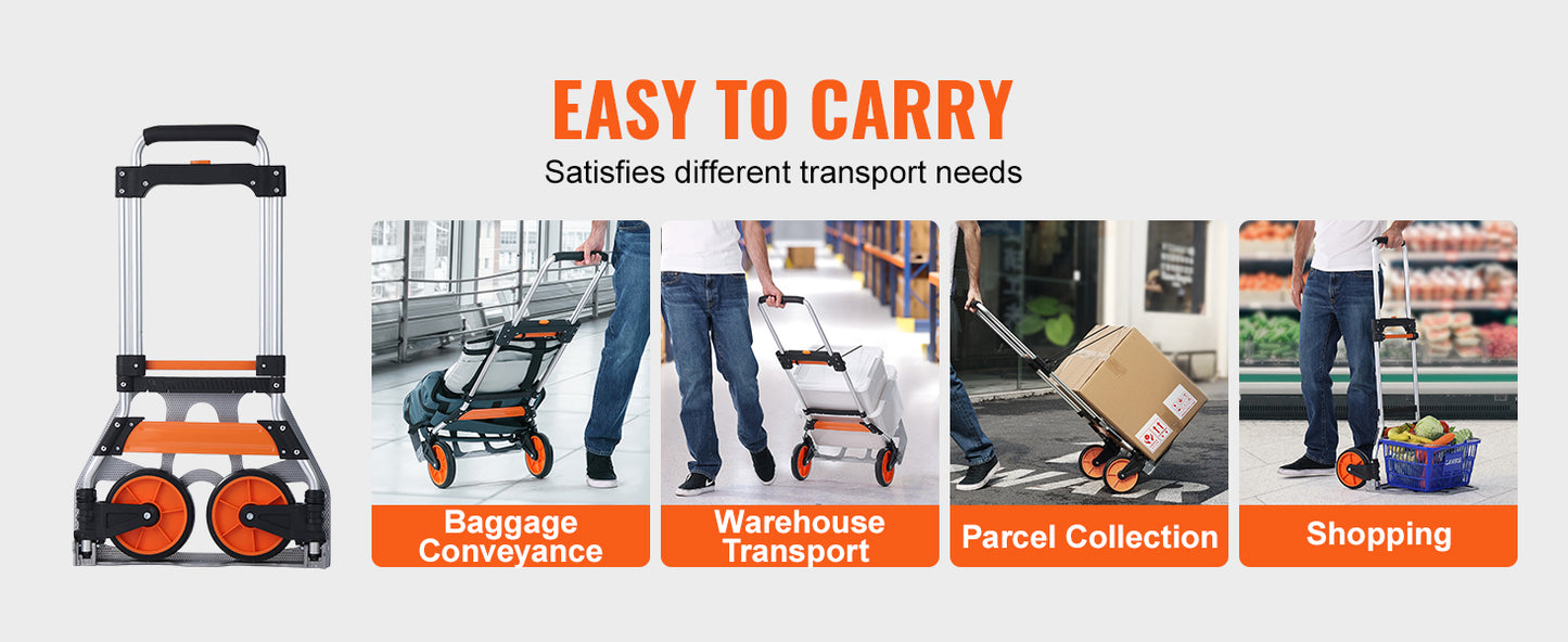 Folding Hand Truck 176-309 lbs with Telescoping Handle