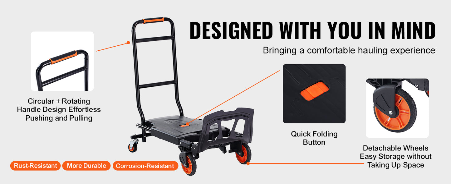300 lbs Aluminum Folding Hand Truck - Lightweight Dolly