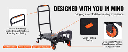 300 lbs Aluminum Folding Hand Truck - Lightweight Dolly