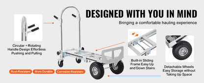 Industrial Folding Hand Truck Aluminum - Collapsible Cart