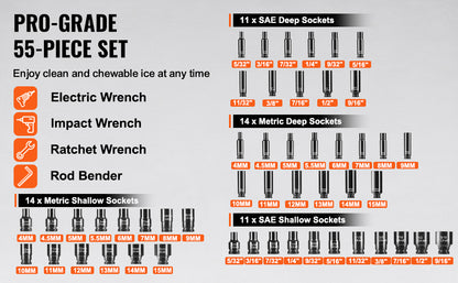 Impact Socket Set Deep & Shallow Cr-V with Case
