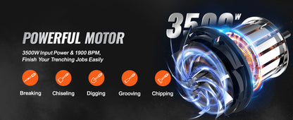 Demolition Jack Hammer 1500W-3500W with Chisels