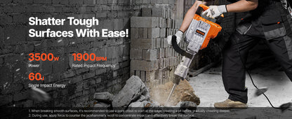 Heavy Duty Jack Hammer 1500W-3500W with 2-4 Chisels