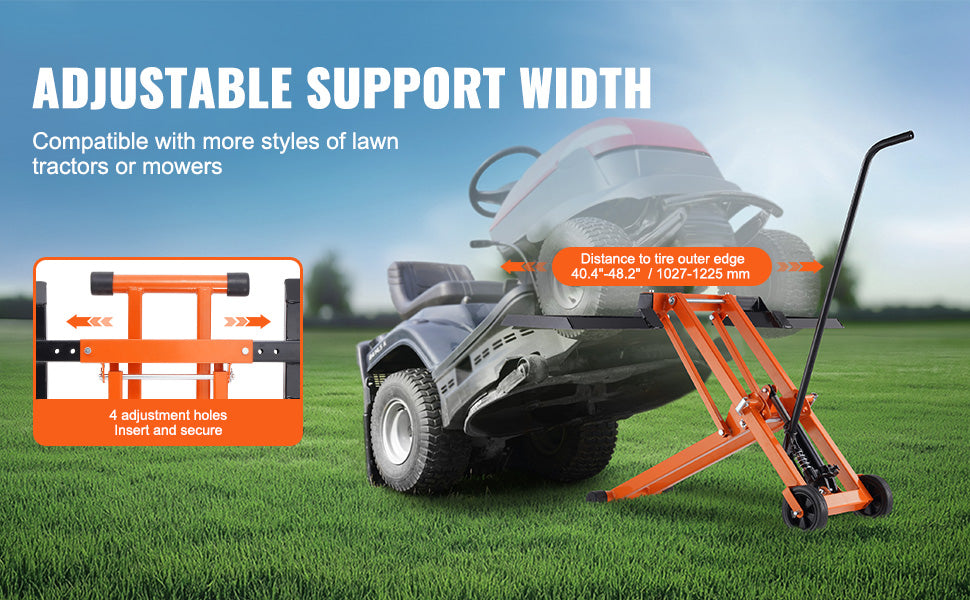 Lawn Mower Lift with Hydraulic/Threaded jack, 500/880 Lbs Adjustable Movable Lawn Lifter for Lawn Mower Garden Tractor