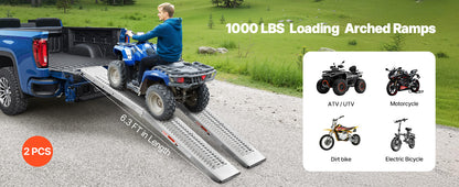 Wide Steel Loading Ramps 1000 lbs for ATV/UTV (Pair)