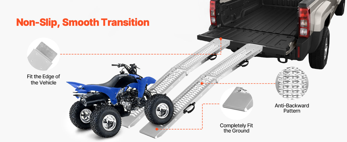Wide Steel Loading Ramps 1000 lbs for ATV/UTV (Pair)