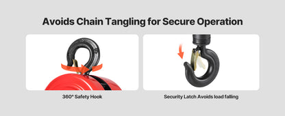 1T/2T Manual Chain Hoist with 8-20 ft Lift Height