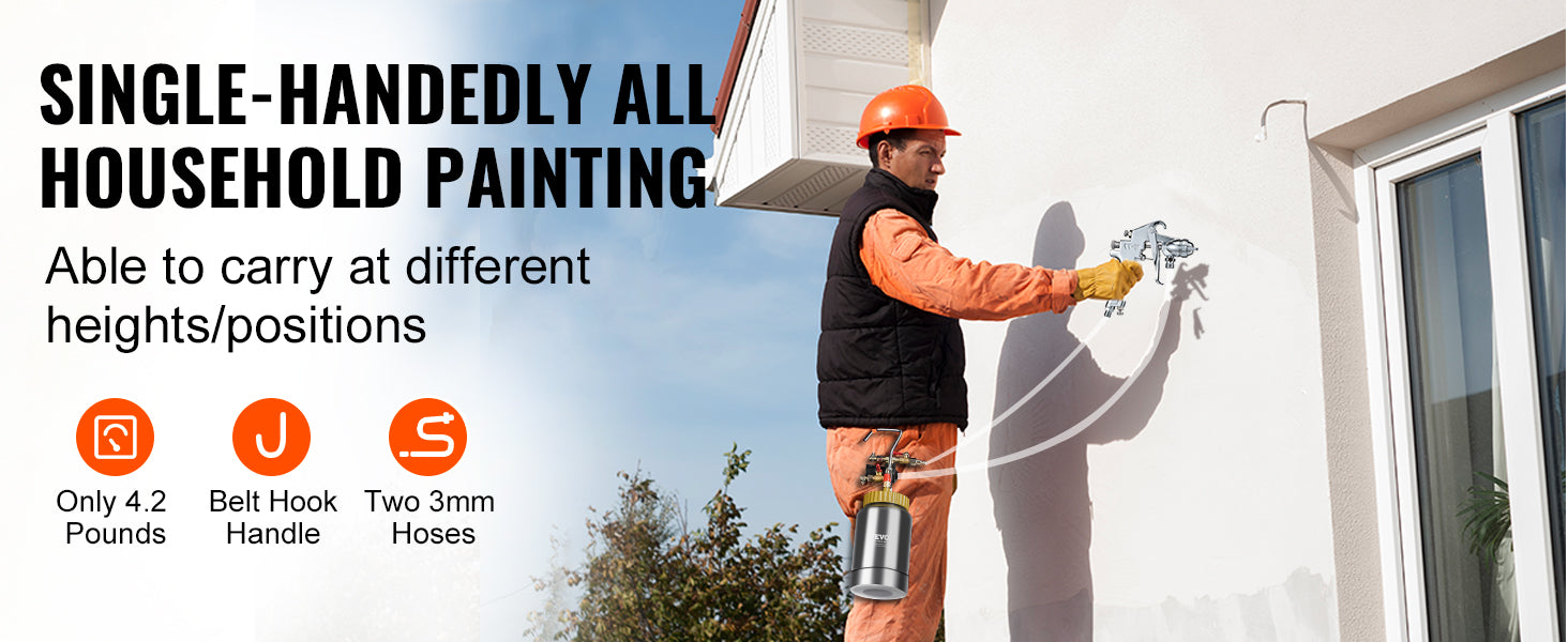 2L/0.5gal Spray Paint Pressure Pot Tank Lightweight Air Paint Pressure Pot 1.8mm Nozzle Spray Paint Gun 3m Hoses