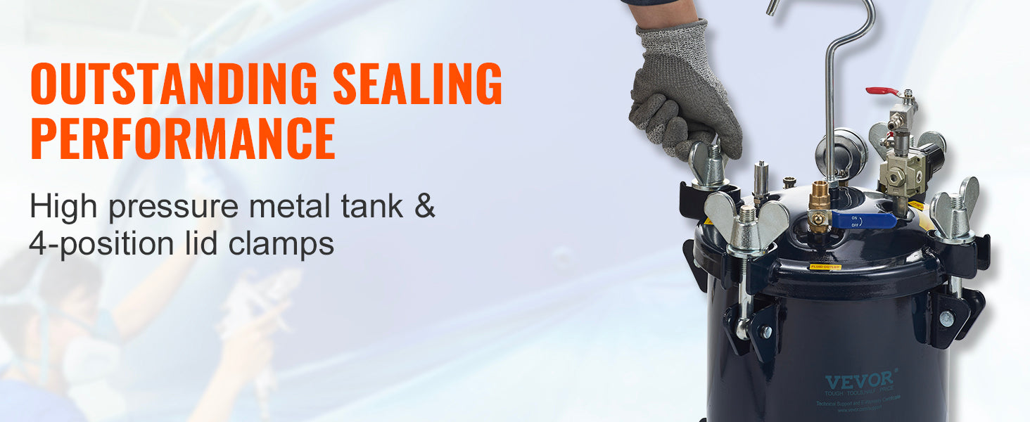 10L Spray Paint Pressure Pot Tank Air Paint Pressure Pot Metal Rack Leak Repair Sealant for Industry Home Construction