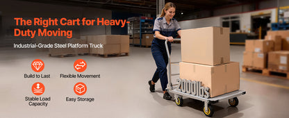 2000 lbs Steel Platform Truck with Swivel Wheels