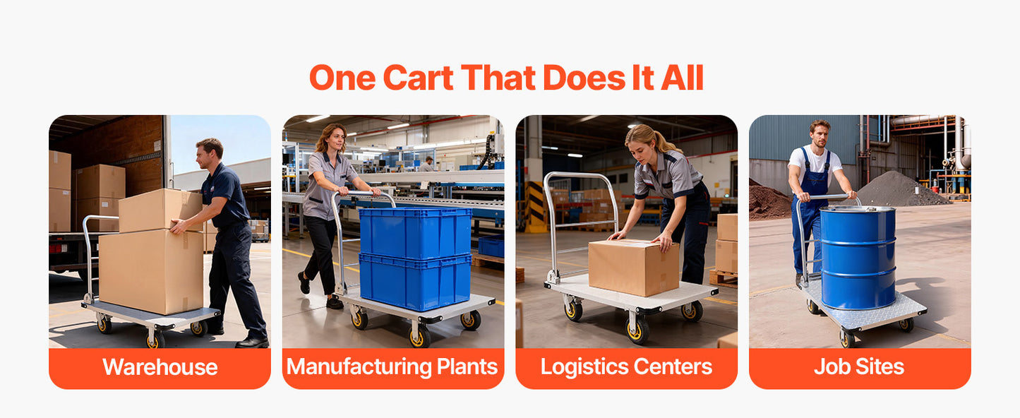2000 lbs Steel Platform Truck with Swivel Wheels