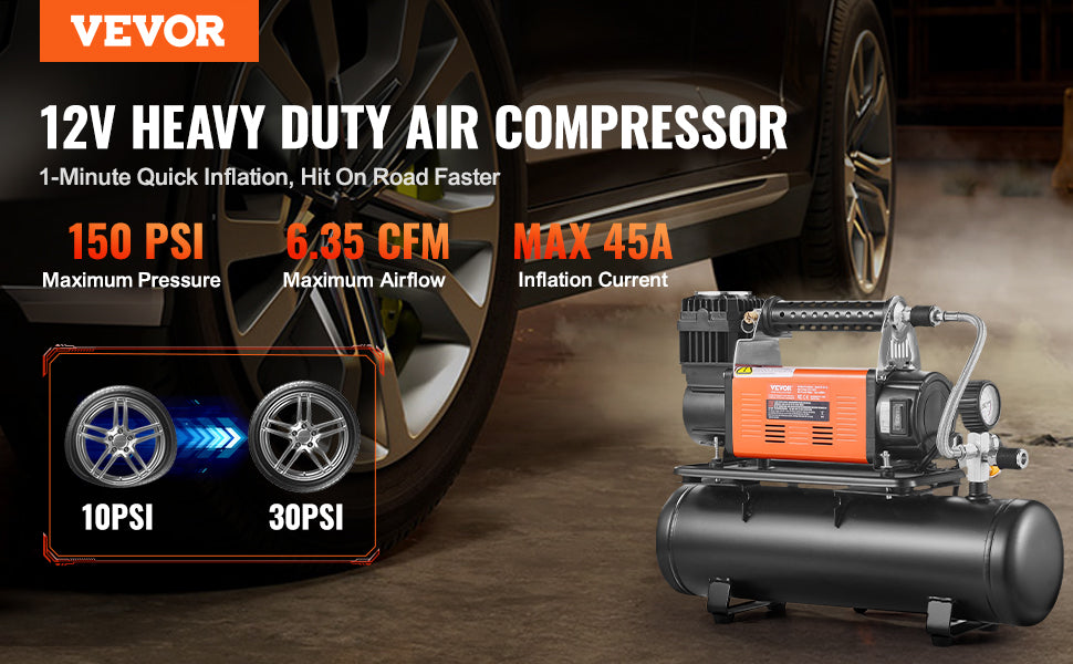 12V Heavy-Duty Offroad Tire Inflator with Digital Gauge