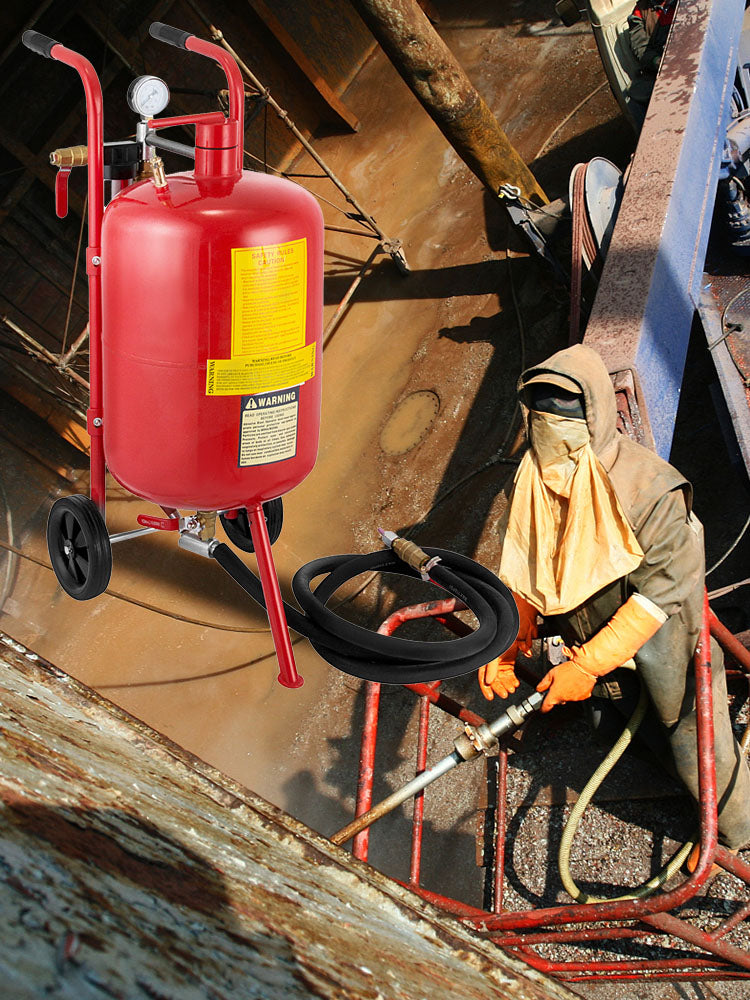 Sand Blaster 10Gal Portable Air Sandblaster 125Psi Pressure Sand Blasting Kit for Special Surface Treatment of Material