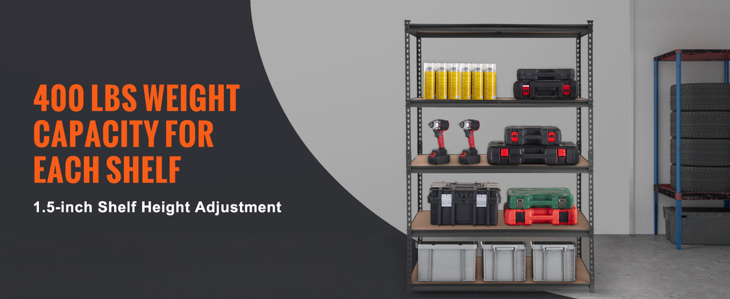 5-Tier Metal Storage Shelving Unit - Heavy Duty
