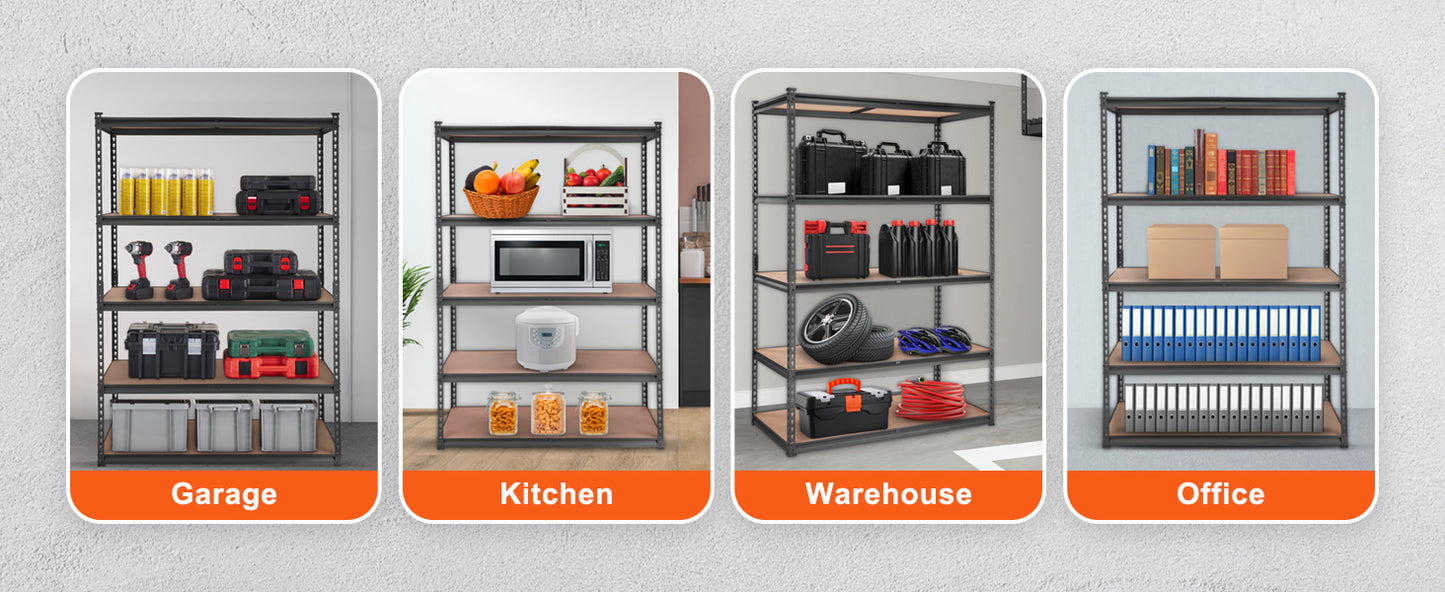 5-Tier Metal Storage Shelving Unit - Heavy Duty