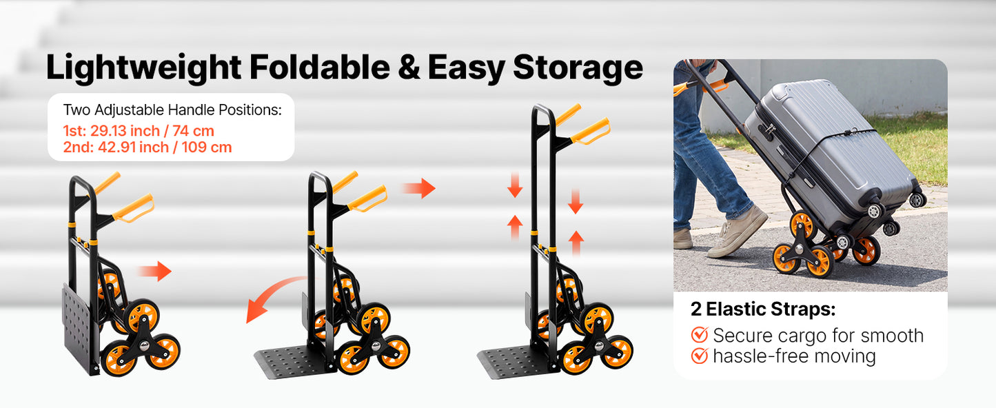 Stair Climbing Hand Truck 440/770 lbs with 6 Wheels