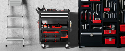 Rolling Tool Cart 5-Tier with Pegboard & 2 Drawers