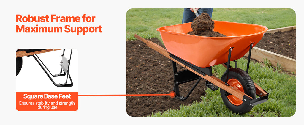 Wheelbarrow Cart 330lbs Capacity One Wheel Garden Dump Cart Wheel Barrow with Handle &  16"  Wide Track Wheels for Farm